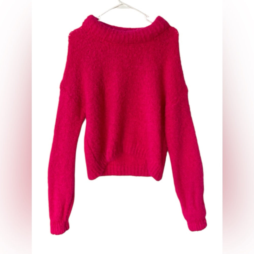SOMETHING NEW MIRANDA ROLL NECK FUSCHIA WOOL BLEND SWEATER SIZE SMALL